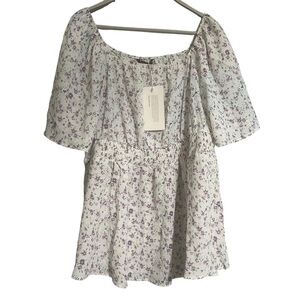 Bloomchic floral square neck blouse